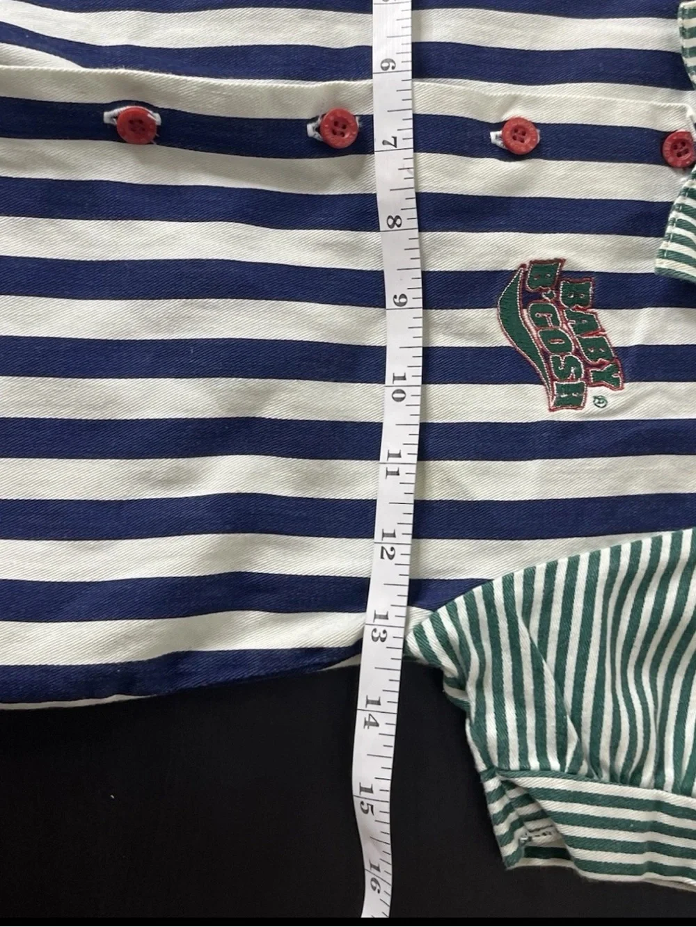 Vtg OshKosh Baby B'Gosh Romper Colorblock Multi-Stripe 18 Months USA Cotton